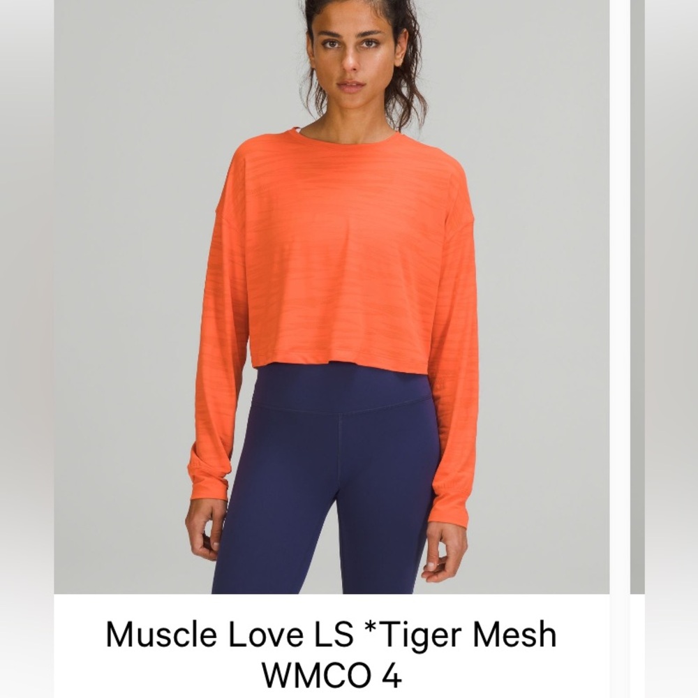 lululemon athletica long sleeve mesh tiger tee, warm coral